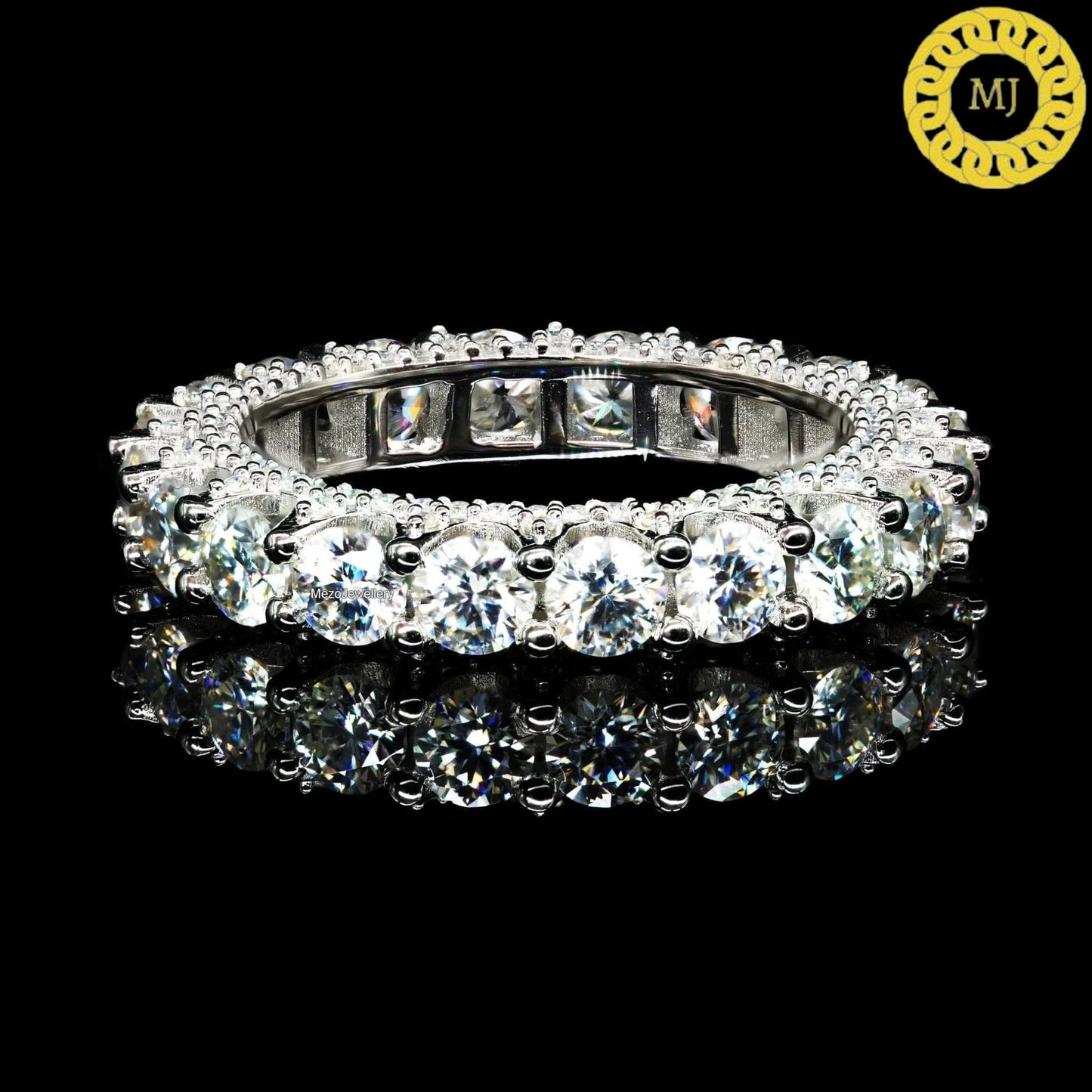 5 MM Round Cut Colourless VVS Moissanite Wedding Band, Prong Full Eternity Band, Stackable Band, Bridal Ring Set, Anniversary Gifts for Her