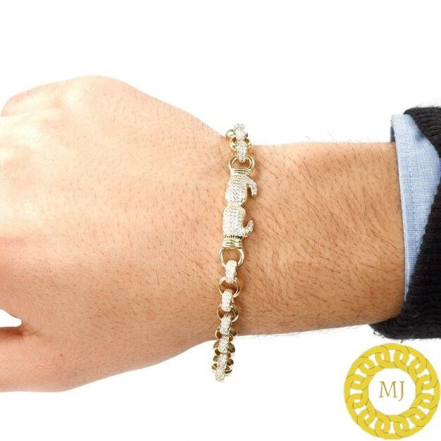 Double boxing glove Bracelet | VVS1 Moissanite Diamonds Studded |Rolo Bracelet-8 mm wide 6-9 Inch" | 18k Gold plated Iced Out Bracelet