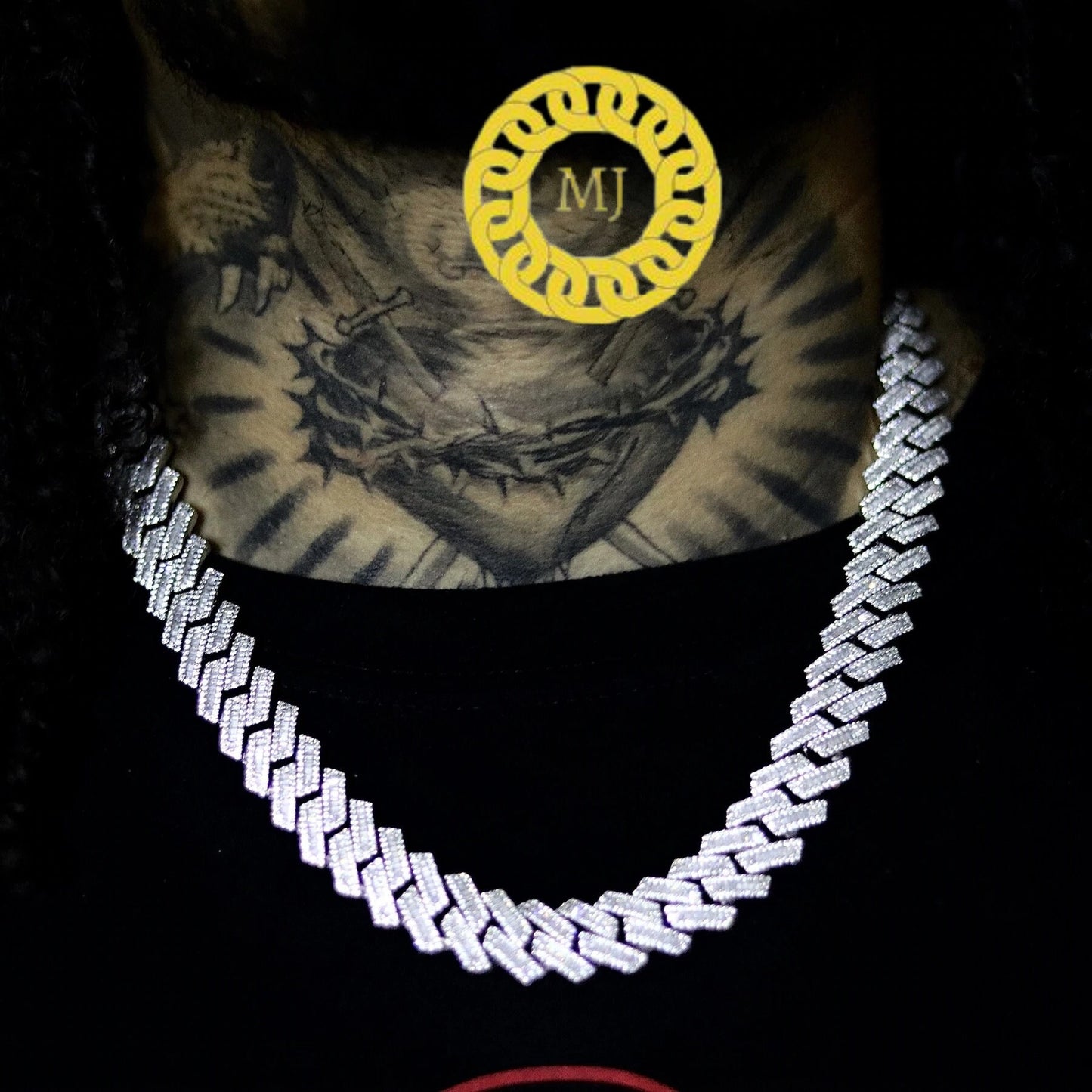 16MM VVS1 Moissanite Icedout baguette Cuban Chain With 14k White Gold Finished In Sterling Silver 925, 16 - 28'',Pass The Diamond Tester