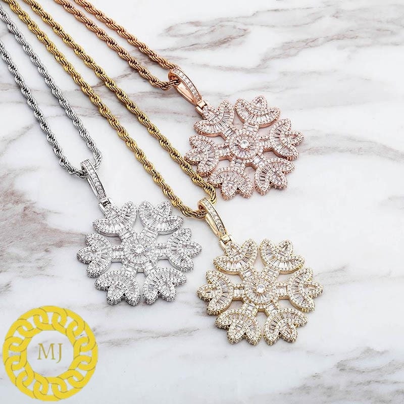 925 Sterling Silver Moissanite Diamonds Fully Iced Out Snowflake Symbol Pendant/Hip Hop Jewelry/Customize Gift/Iced Out Pendant ,Snow flower