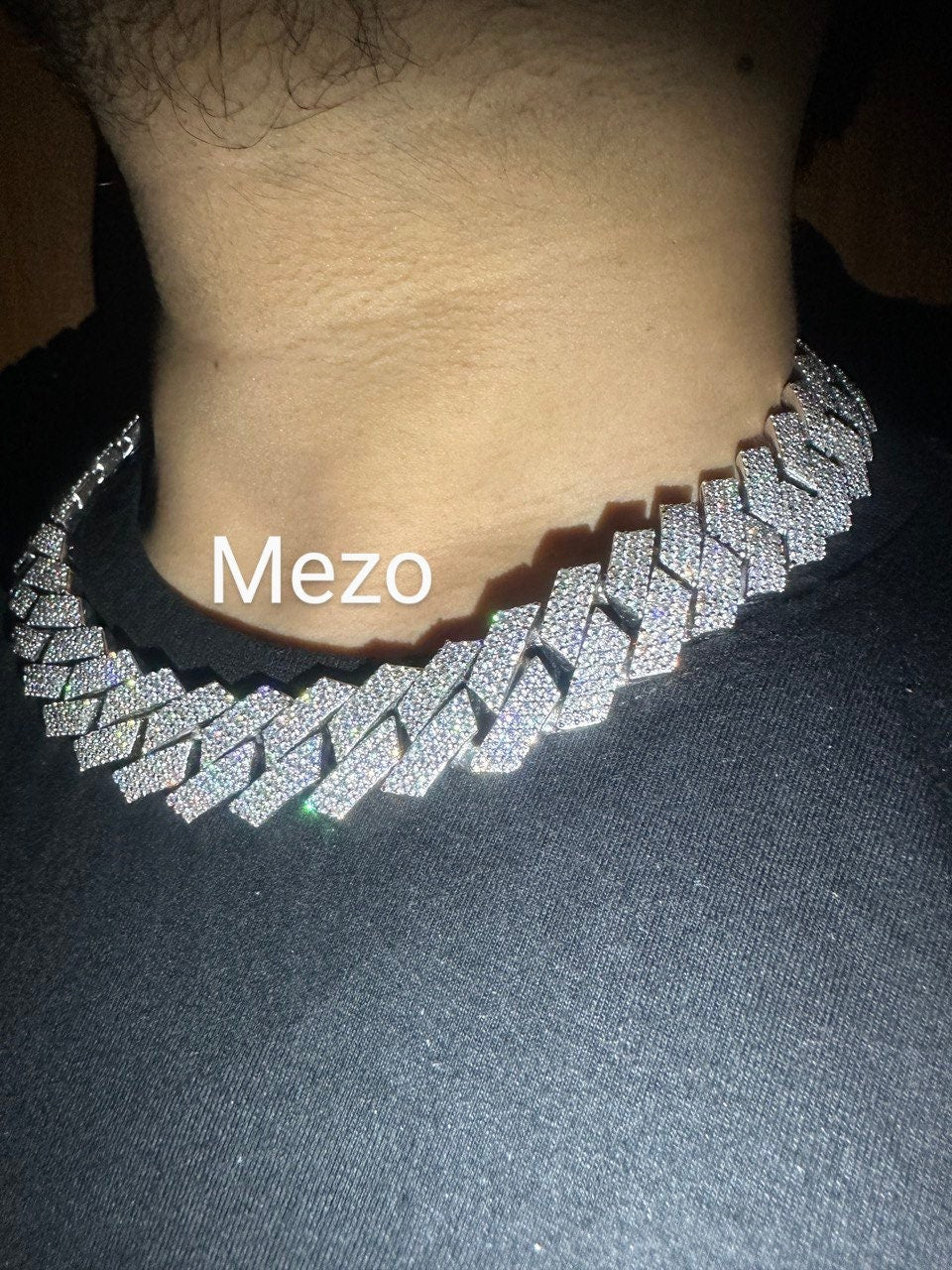 Heavy Solid 925 Sterling Silver Men VVS1 Moissanite Diamonds Studded Cuban Chain,three Row Icedout Rapper chains,26mm wide,Quality Box Clasp