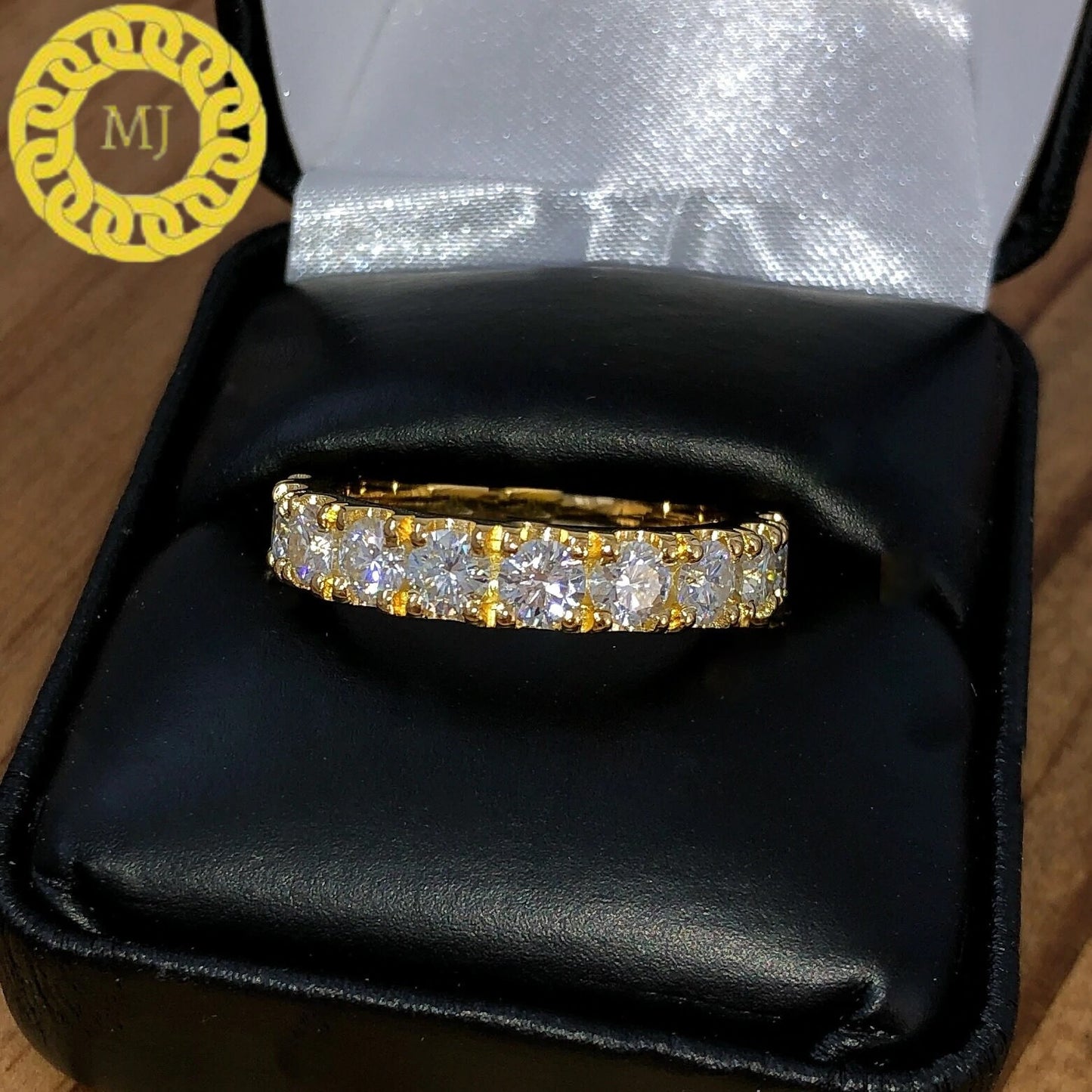 4 MM Round Cut Colourless Moissanite Eternity Band, Diamond infinity Band, Stackable Band, Bridal Ring Set, Gifts for Her and him