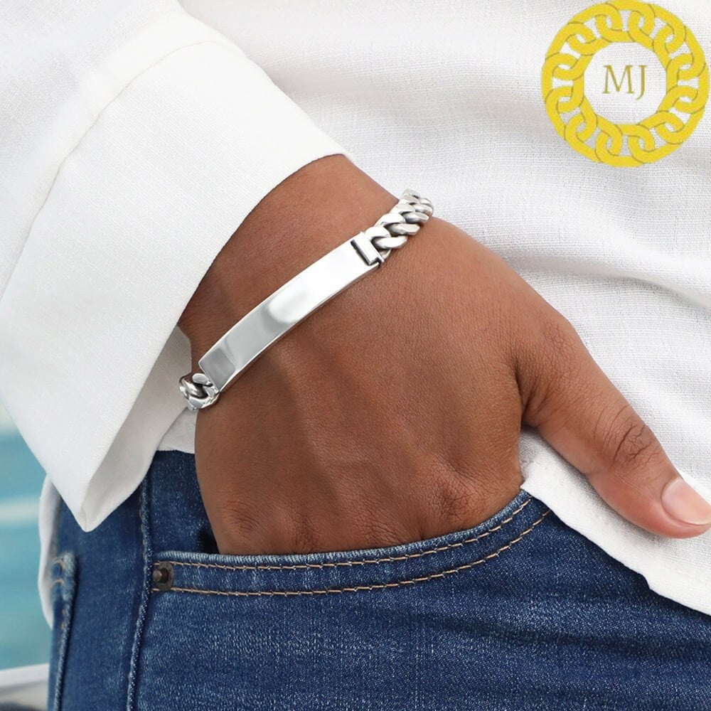 Sterling Silver Id Cuban Link Bracelet, Custom Name Bracelets ,Cuban Chain,Heavy 925 Silver Men's Bracelet,Cuban bracelet men,men's bracelet