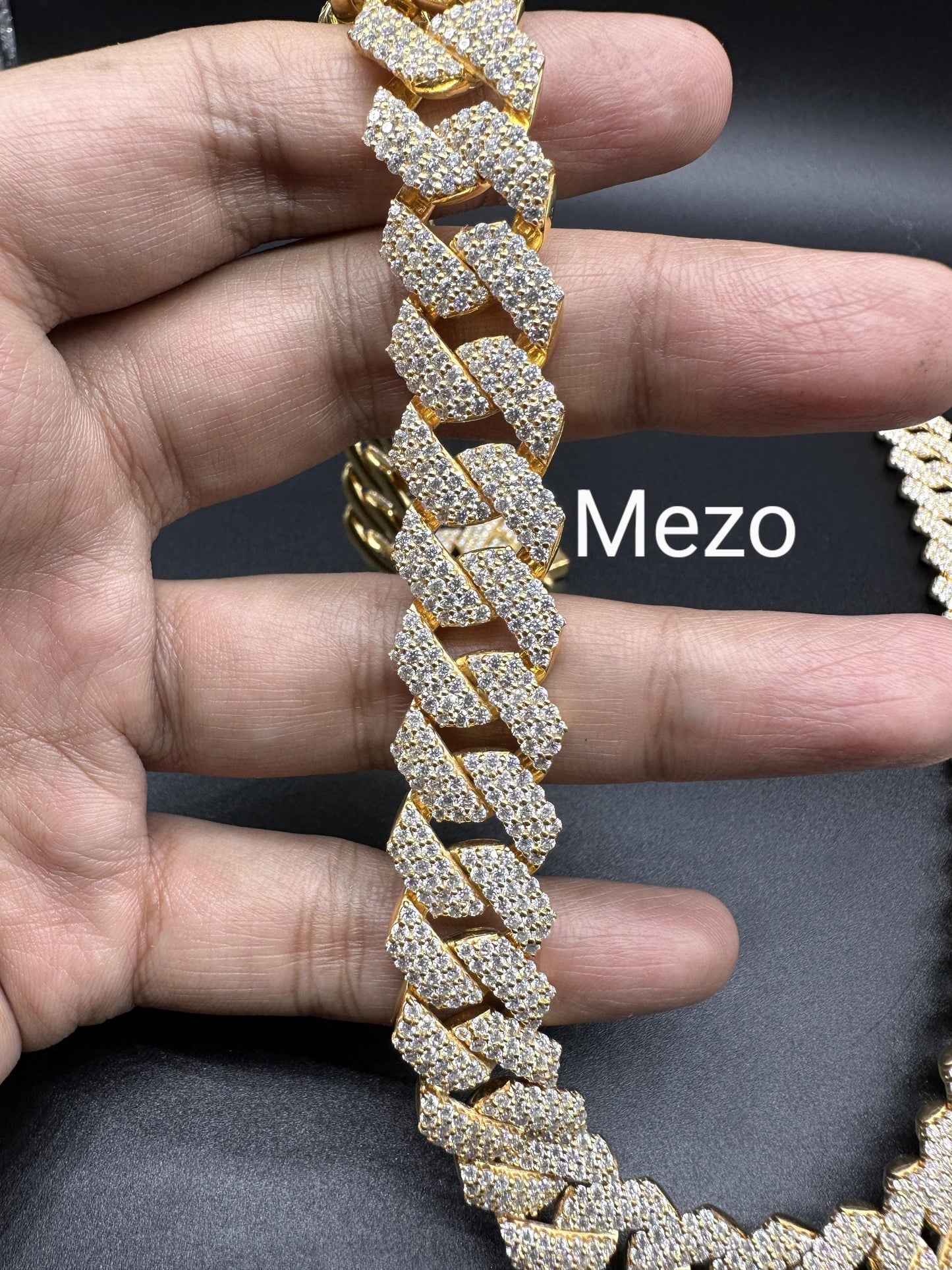 Heavy Solid 925 Sterling Silver Men's VVS1 Moissanite Diamonds Studded Cuban Chain,Icedout Rapper chains,18 mm wide, Icy Quality Box Clasp
