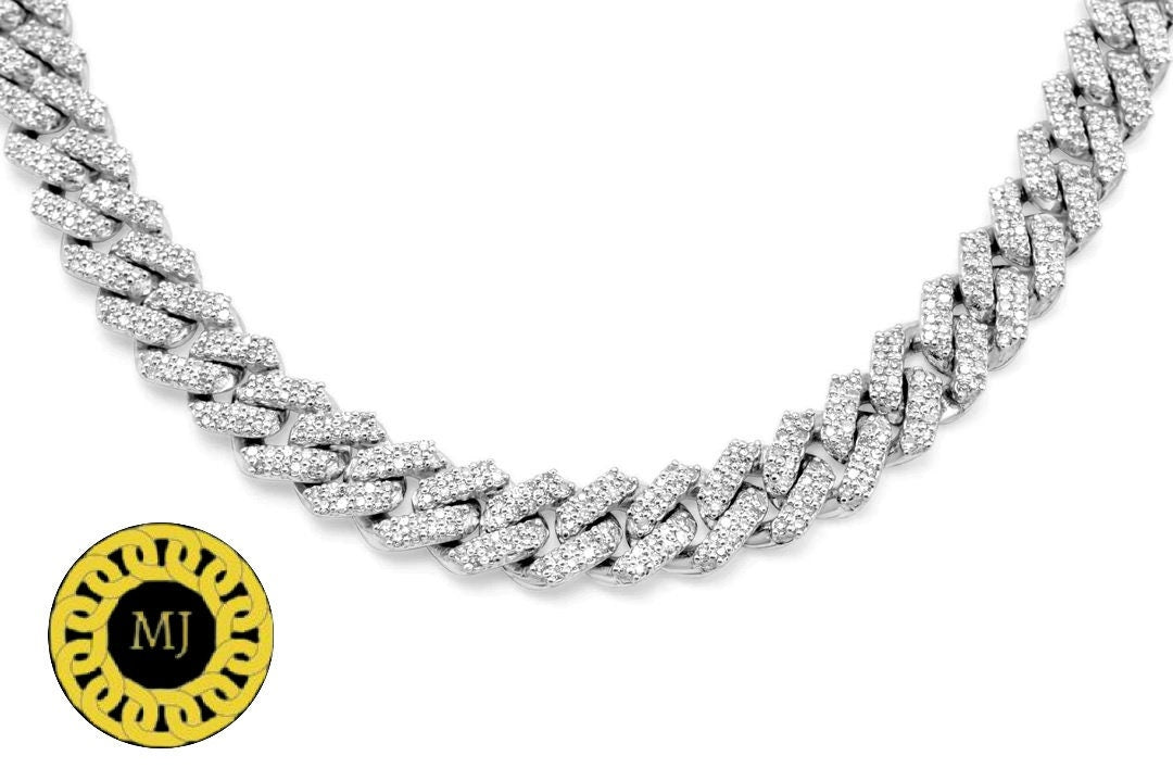 6mm VVS Moissanite Diamond Prong Link Chain 925 Sterling Silver Cuban Link Necklace GRA Certificate VVS Clarity D Color Pass Diamond Tester