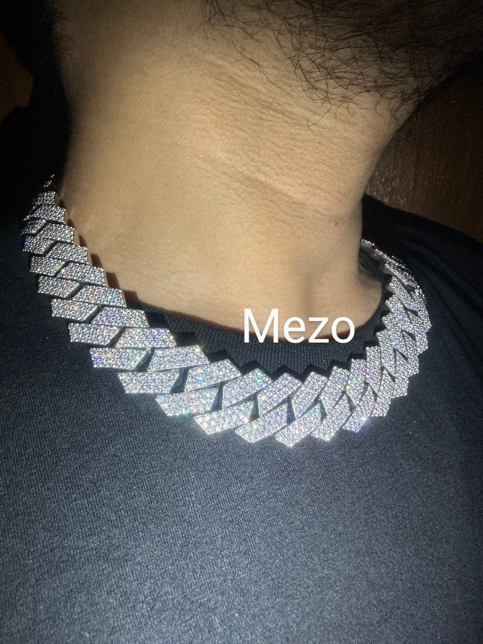 Heavy Solid 925 Sterling Silver Men VVS1 Moissanite Diamonds Studded Cuban Chain,three Row Icedout Rapper chains,26mm wide,Quality Box Clasp