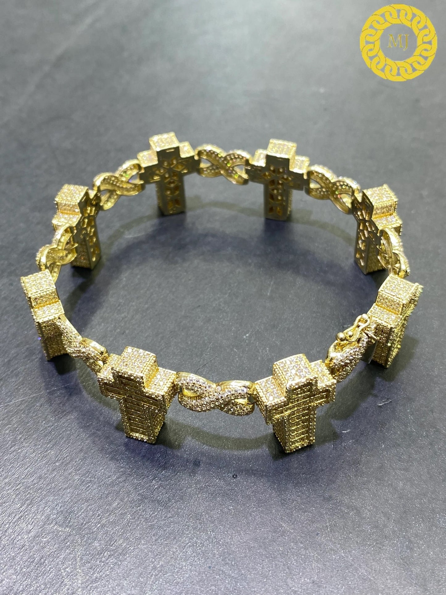 VVS1 Diamond Cross Bracelet | VVS1 Quality Baguette Moissanite Diamond | Pass Diamond Tester | Heavy Quality 925 Sterling Silver 6-8"