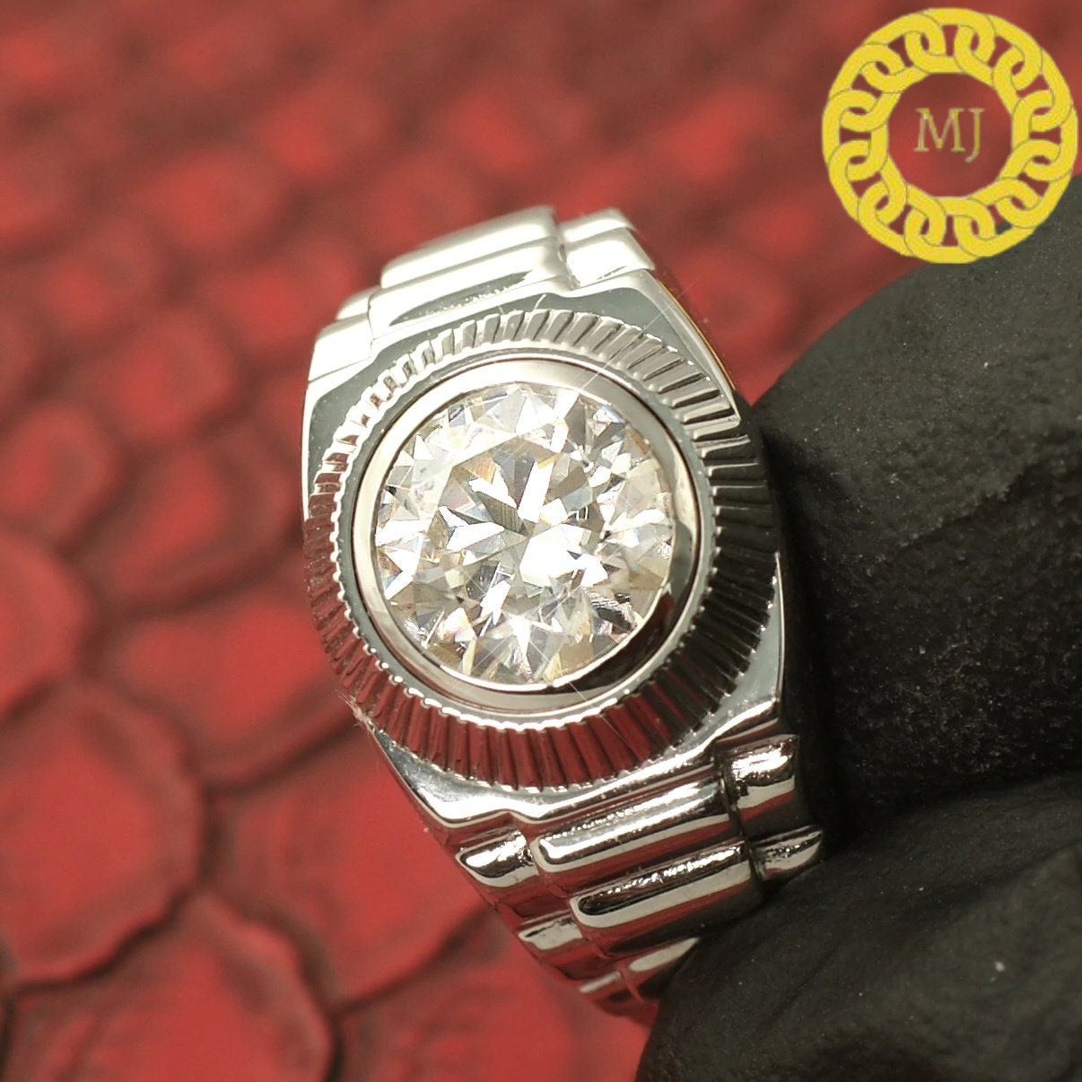Diamond Majesty men's Ring, VVS1 Moissanite Iced Out Diamond Ring For Men , Wedding Groom's Ring, Diamond Signet Ring, Hip-Hop Men's Ring