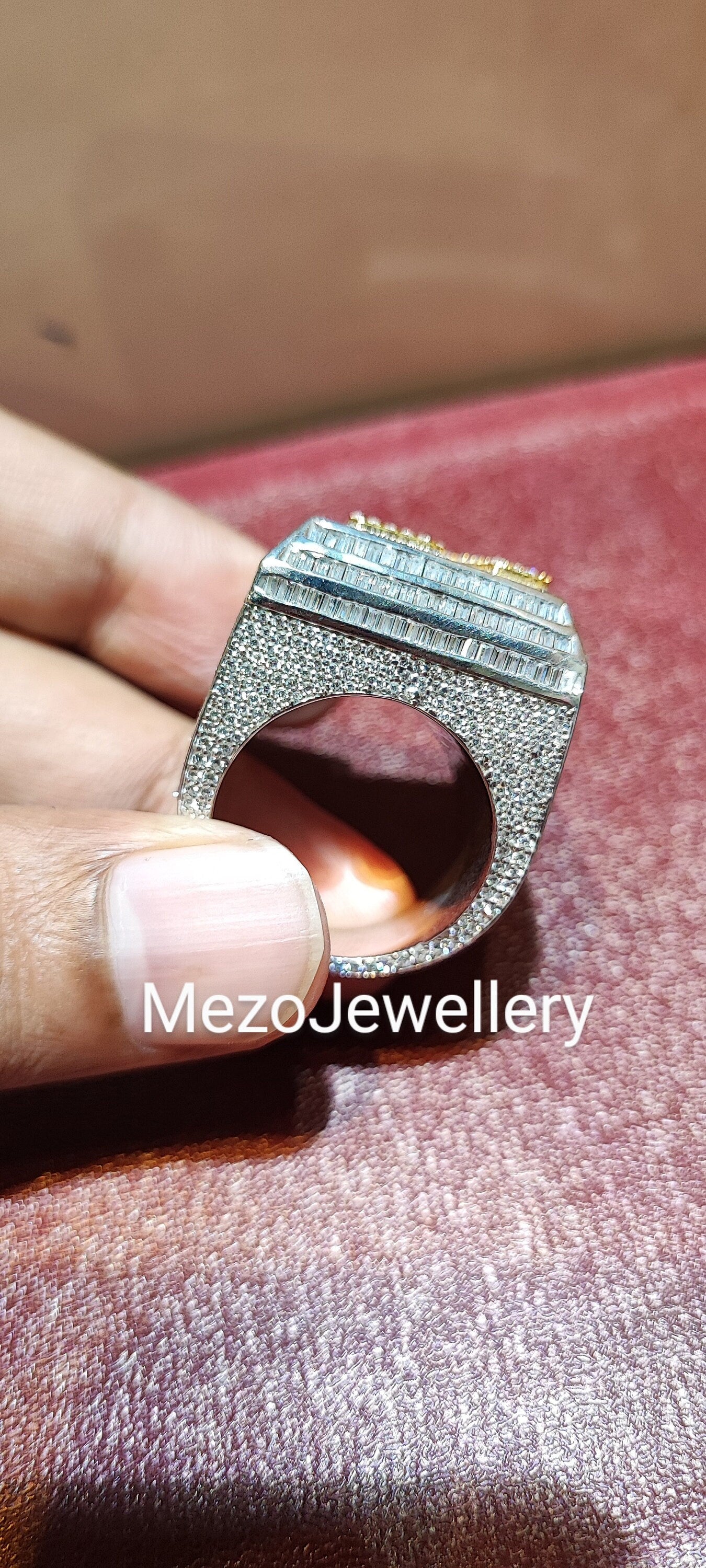 Iced "R" Letter Ring, Moissanite diamond Championship Ring, Custom Logo Ring, Custom Alphabet Letter Ring, Hip Hop Ring, big 925 Silver ring