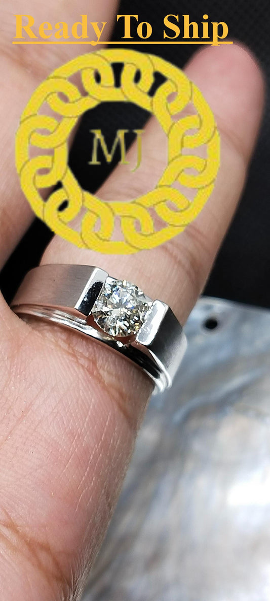Natural Diamond Men's ring-Round Diamonds-18k Solid Gold-Solitaire diamond men Band-April birthstone ring-Engagement Ring-gents Diamond ring