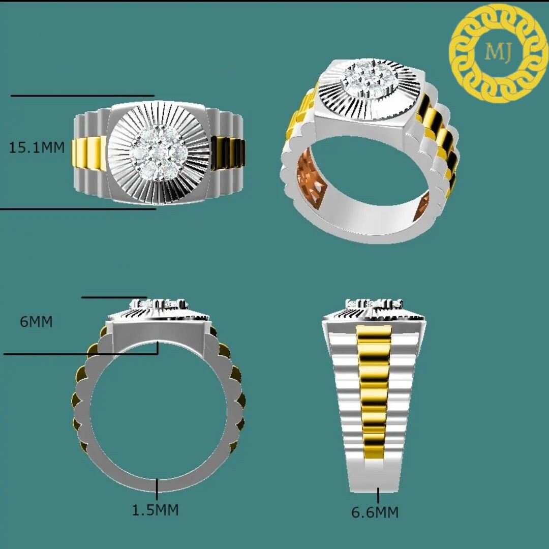Micro Pave Set Diamond Ring, VVS1 Moissanite Iced Out Diamond Ring For Men , Wedding Groom's Ring, Diamond Signet Ring, Hip-Hop Men's Ring