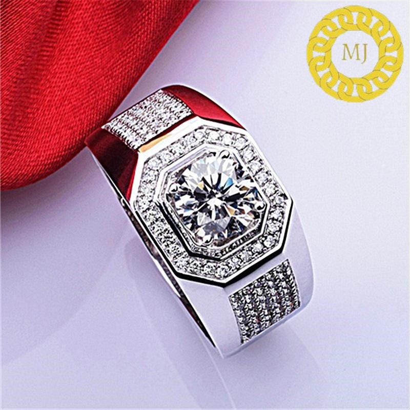 Luxury & Gorgeous Moissanite Ring for Men D Color, Men's Ring，Sterling Silver Engagement ring for Men Men‘s bands, super Icedout ring