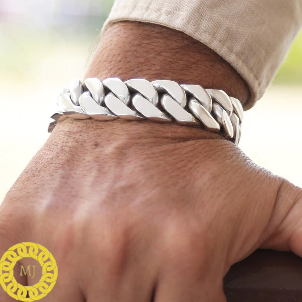 Sterling Silver 15 mm Cuban Link Bracelet, Cuban Chain, Heavy 925 Silver Men's Bracelet, Gift for him , Cuban bracelet men, men's bracelet
