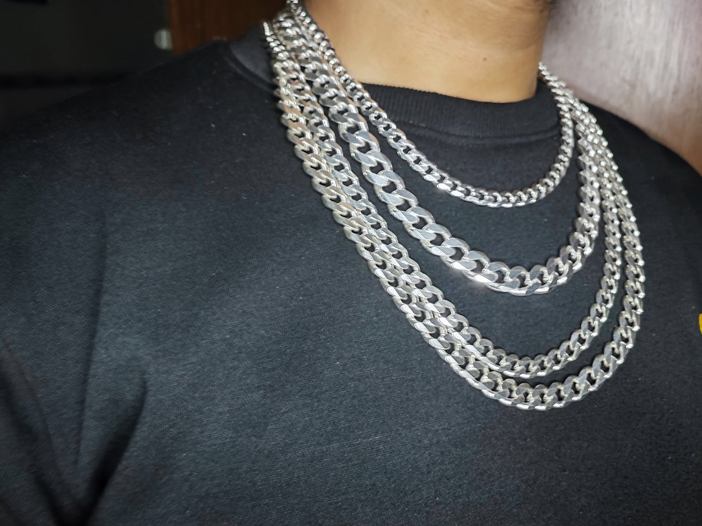 13-8mm Heavy Solid 925 Sterling Silver Men's Miami Cuban curb Chain Necklace Anti-Tarnish, wide 18"-28" Inch Hop with Fine quality Clasp