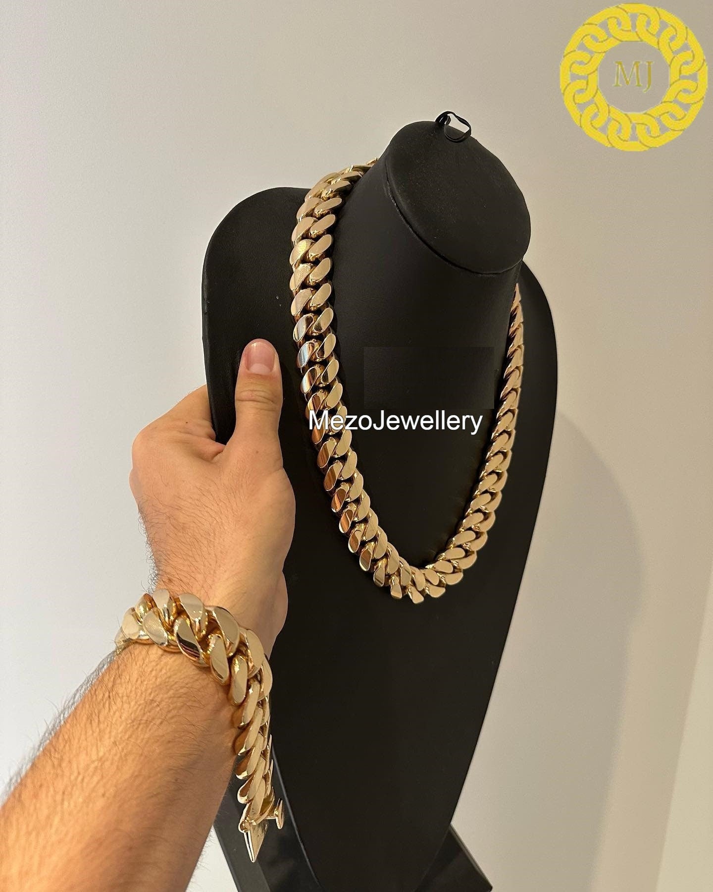22mm Cuban link chain Men's Heavy Solid 925 Sterling Silver Miami Cuban Link Chain,14 kt Gold Plated,18"-28"Inch with Fine quality Box Clasp