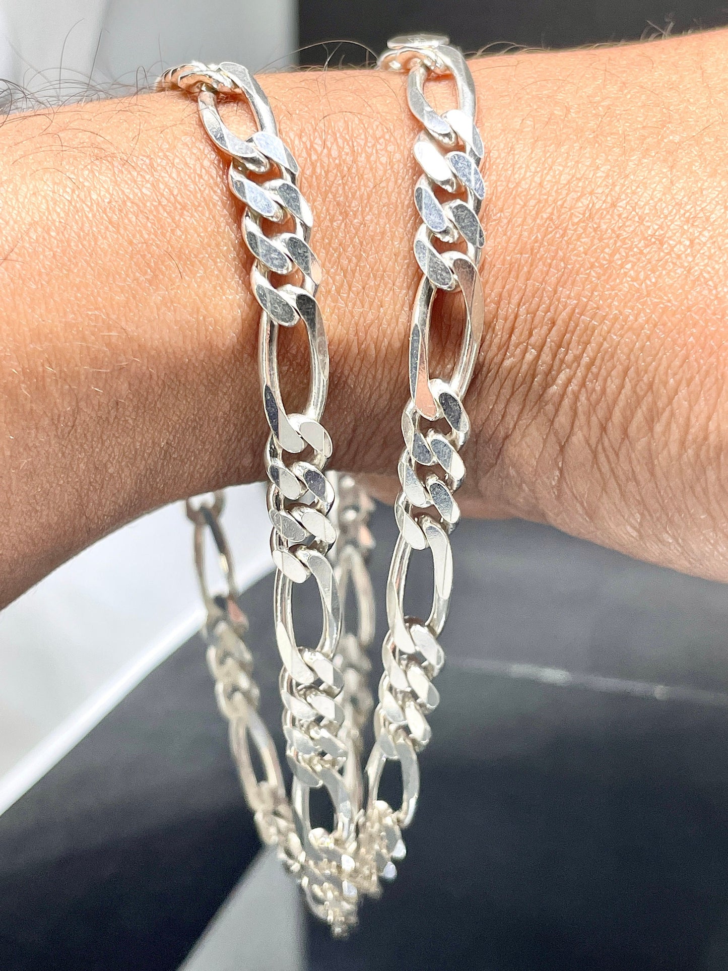 Figaro Silver Chain, Figaro 925 Sterling Silver Necklace, Thick Silver Necklace, Classic Sterling Silver Necklace, 6 mm Chain