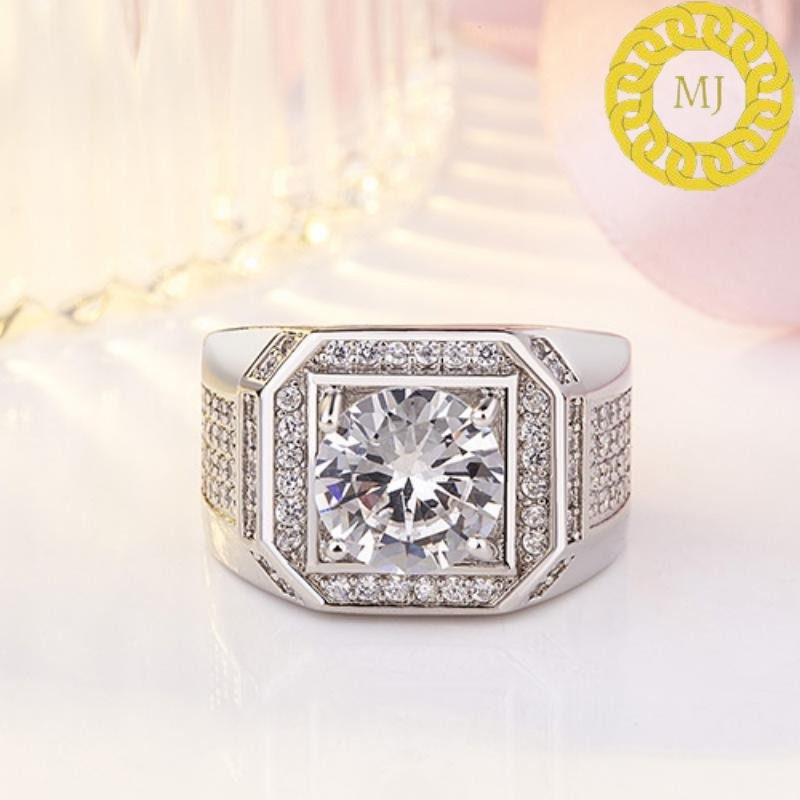 Luxury & Gorgeous Moissanite Ring for Men D Color, Men's Ring，Sterling Silver Engagement ring for Men Men‘s bands, super Icedout ring