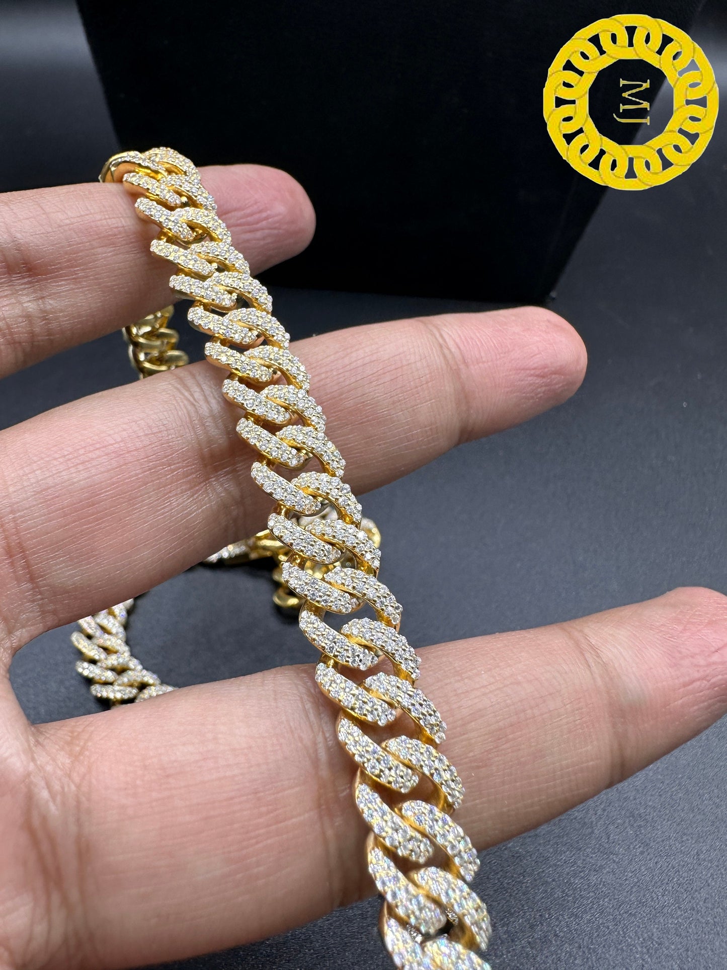 10mm VVS Moissanite Diamond Prong Link Chain 925 Sterling Silver Cuban Link Necklace GRA Certificate VVS Clarity D Color Pass Diamond Tester