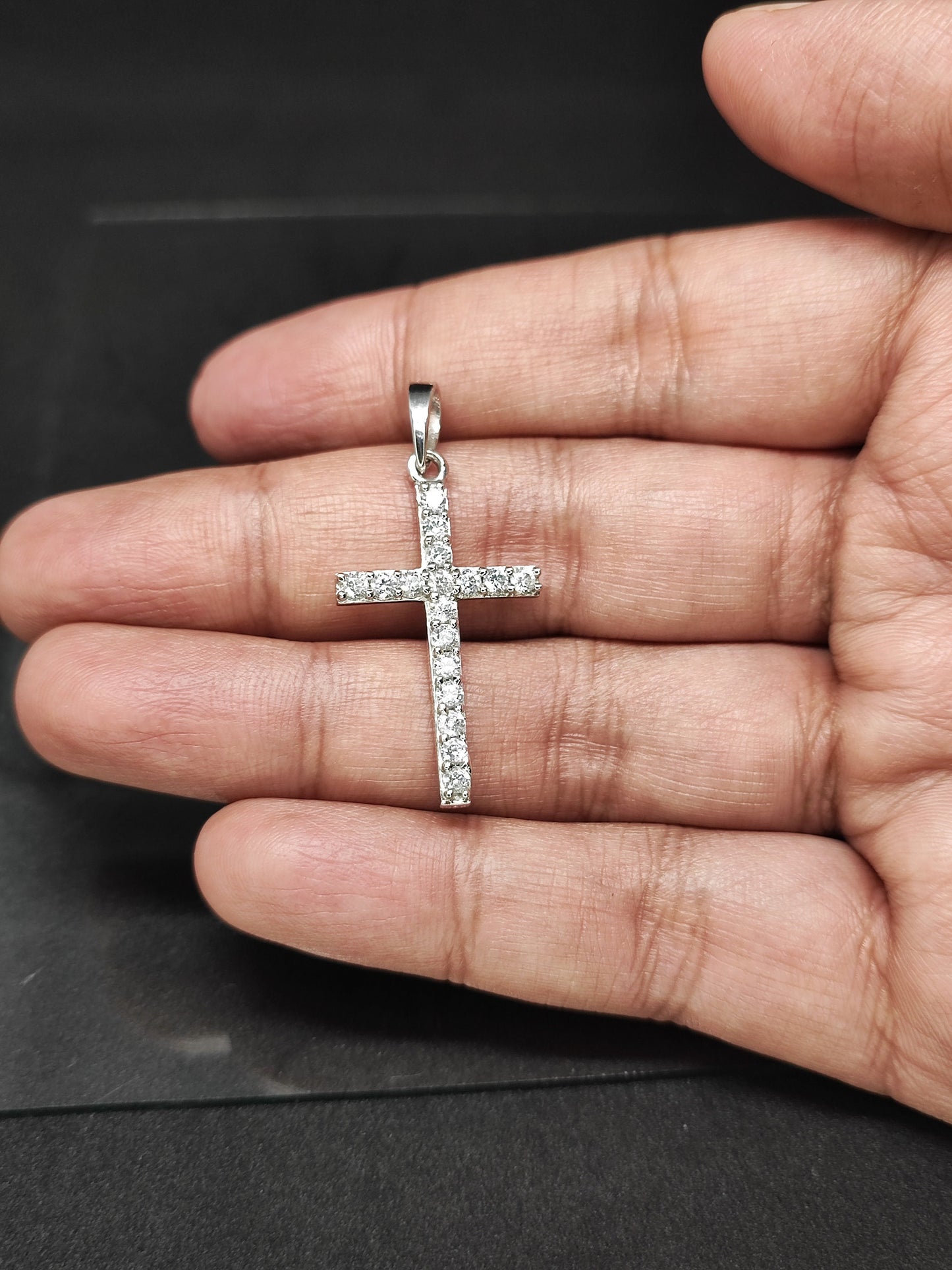 Men's or Women's MOISSANITE Solid 925 Sterling Silver Tennis Cross Pendants, Moissanite Cross,Super shining cross!! PASSES DIAMOND Tester!!!