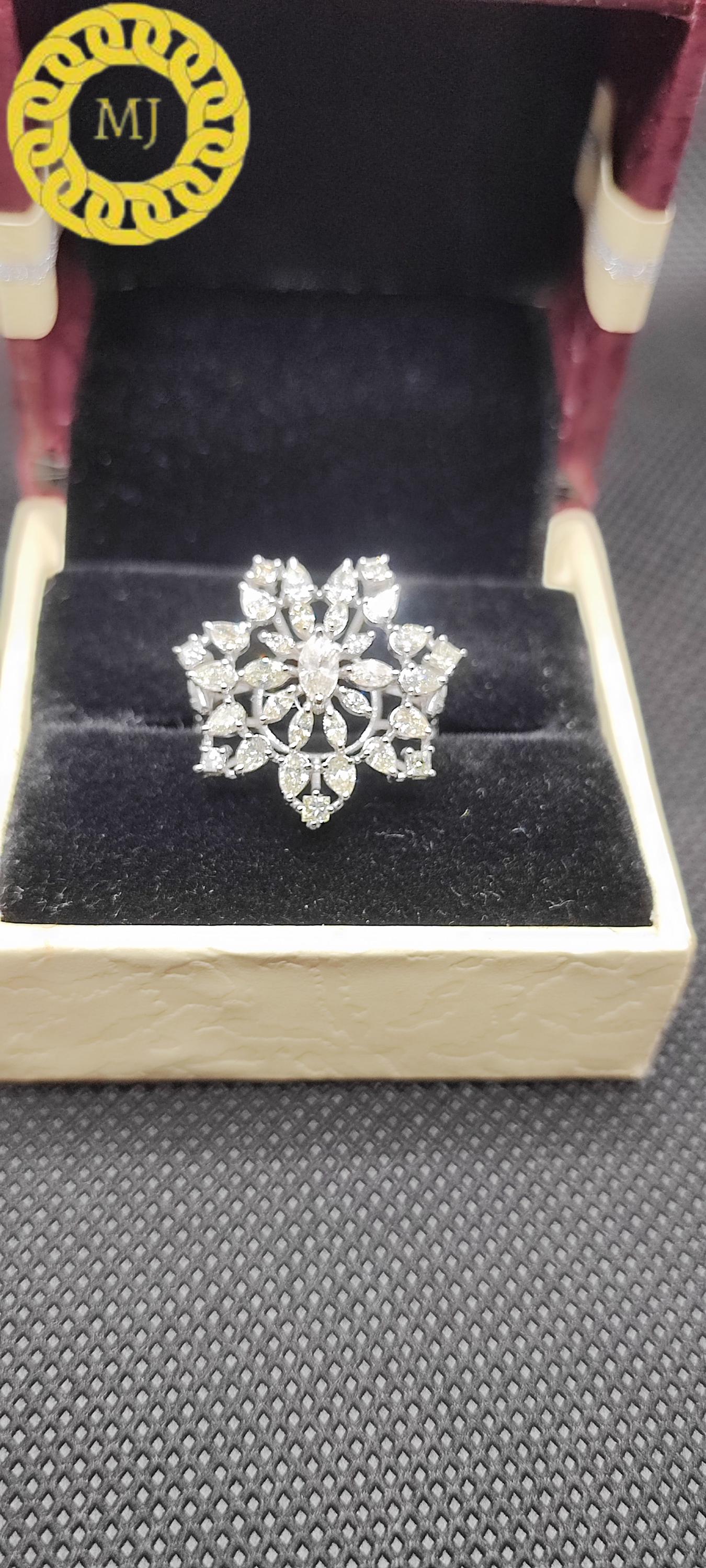 Pear, Marquise leaves, Princess cut Shape Diamond Ring,Cocktail  Ring,18k Solid Gold,Natural Diamonds, Diamonds ring, Fancy cut,gift for her