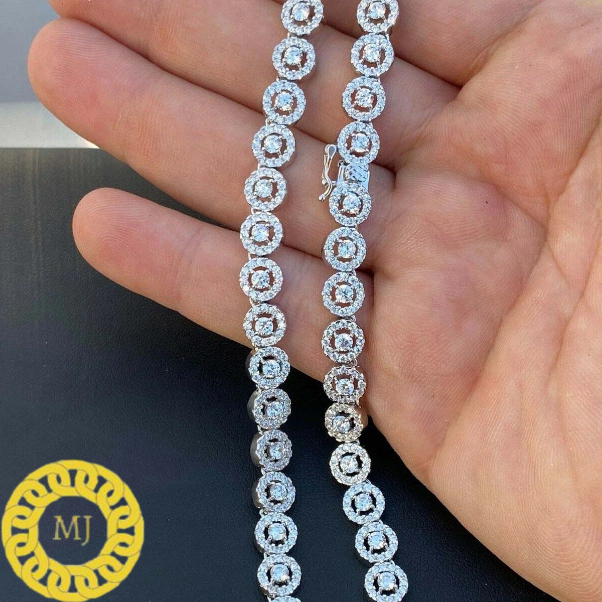 6mm VVS Moissanite Diamond halo Cluster Tennis Chain 925 Sterling Silver D Color Colourless VVS Clarity GRA Certificate Pass Diamond Tester