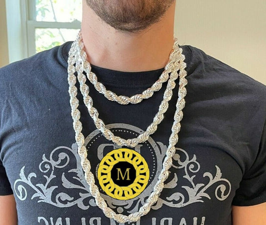Men's 11 MM Real Solid 925 Sterling Silver Diamond Cut HEAVY SOLID Rope Chains 18" - 30", Rope Chain