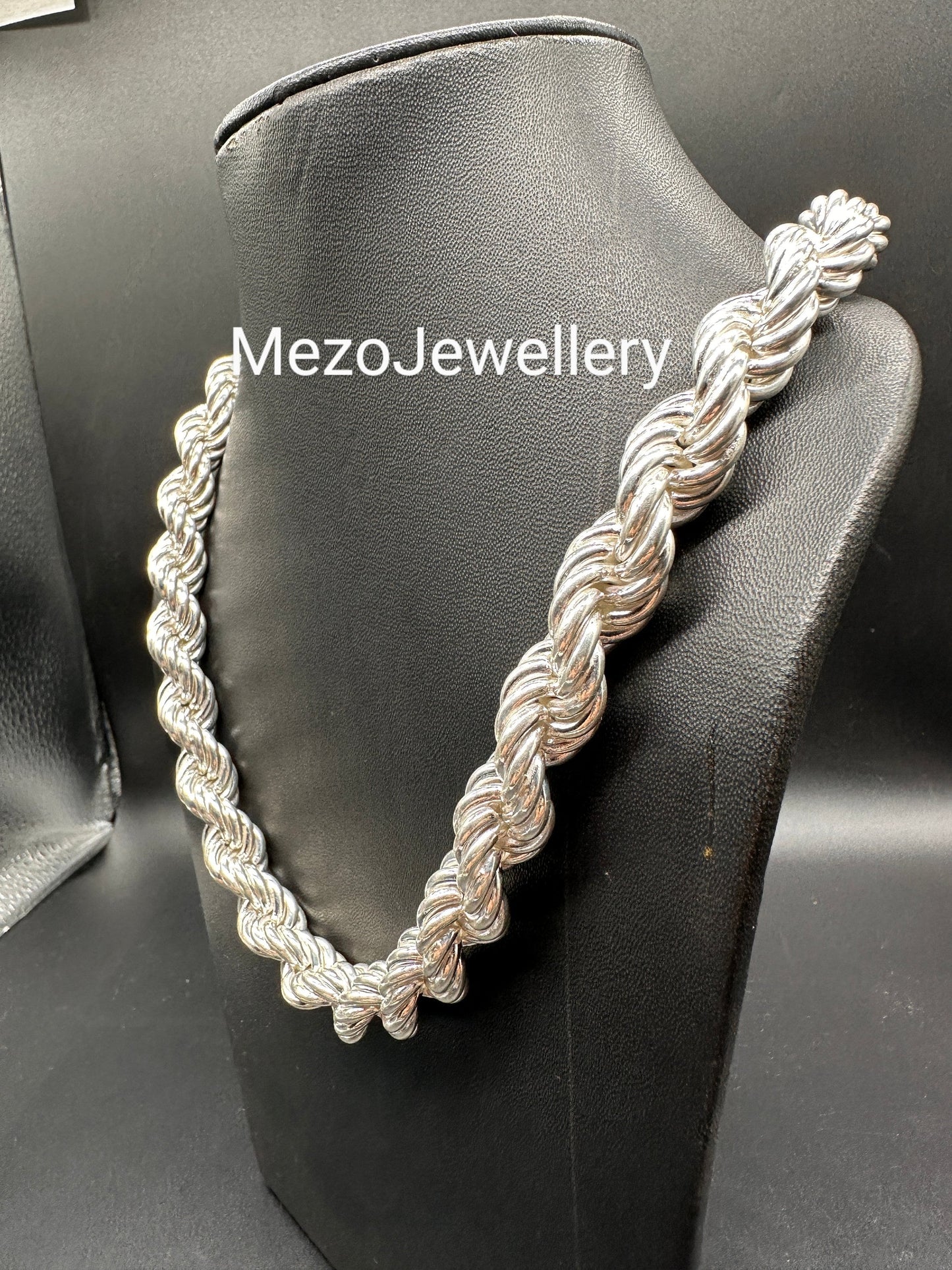 Men's 12 MM width Real Solid 925 Sterling Silver HEAVY SOLID Rope Chains 18" - 30", Rope Chain, Rope necklace, Hip hope chain, Rappers chain