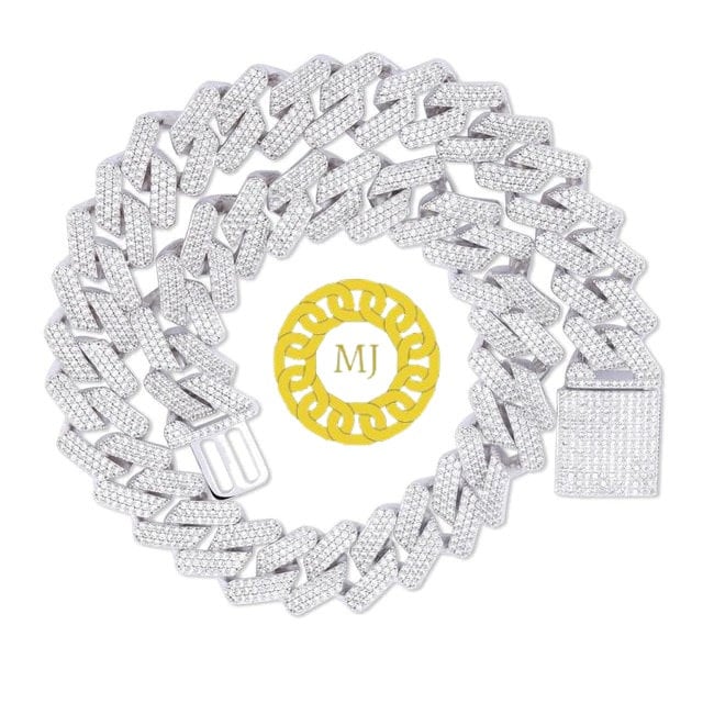 Heavy Solid 925 Sterling Silver Men's VVS1 Moissanite Diamonds Studded Cuban Chain,Icedout Rapper chains,20mm wide, Quality Box Clasp