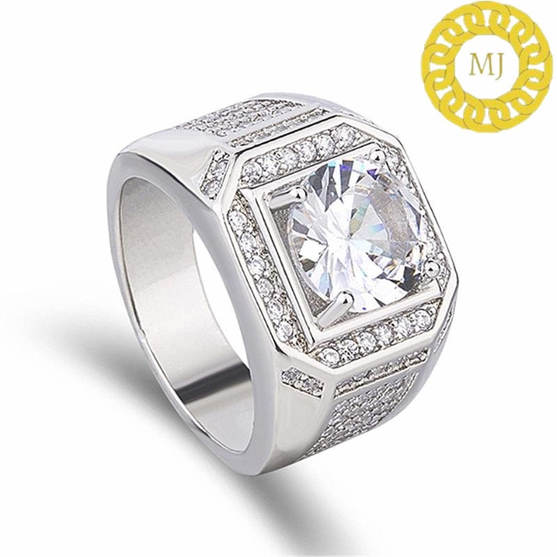 Luxury & Gorgeous Moissanite Ring for Men D Color, Men's Ring，Sterling Silver Engagement ring for Men Men‘s bands, super Icedout ring