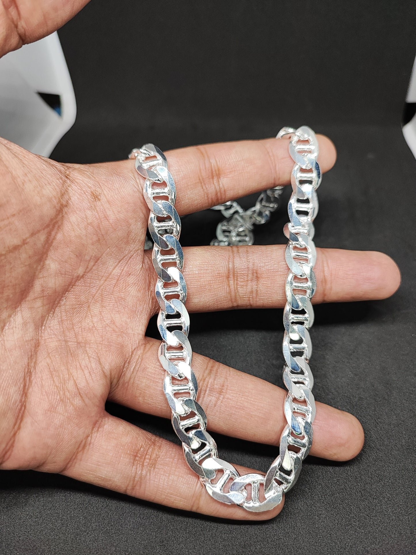 925 solid silver Mariner Chain , Mariner Link Chain, 10MM Width, Lobster Clasp, Adult Necklace , Cuban link Necklace,Mariner Necklace
