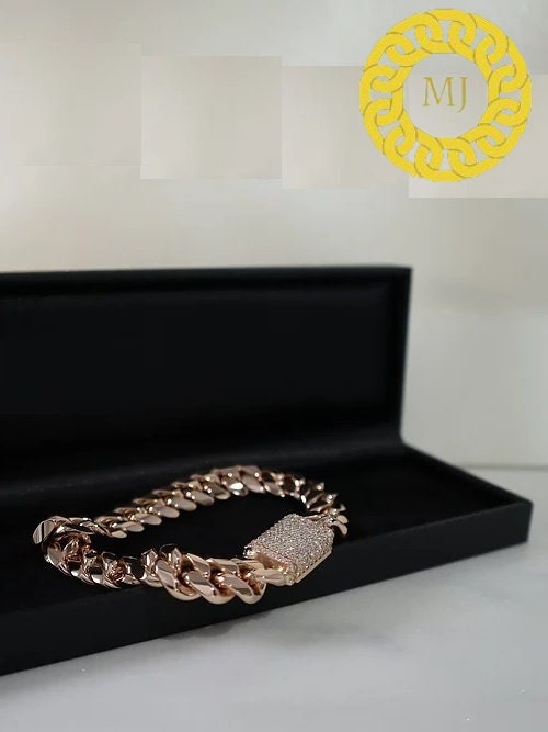 10 MM | VVS Moissanite Diamond Cuban link Bracelet | Hip Hop Miami Sterling Silver Cuban Chain | Icedout Moissanite Box Lock Cuban Bracelet