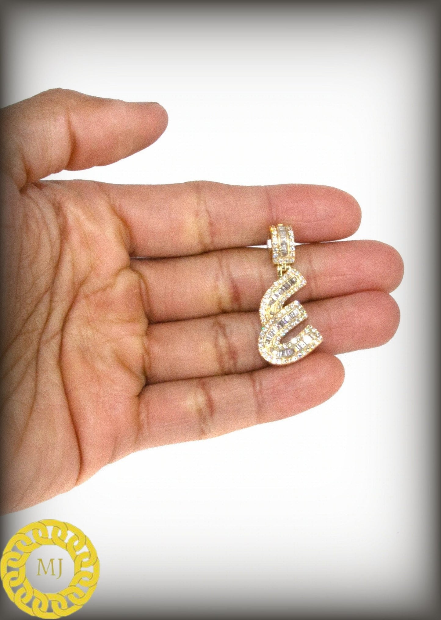 Custom Initial Alphabet Pendant | 925 Sterling Silver Gold Plated | VVS1 Moissanite pass diamond tester | flaying charm HipHop Pendant