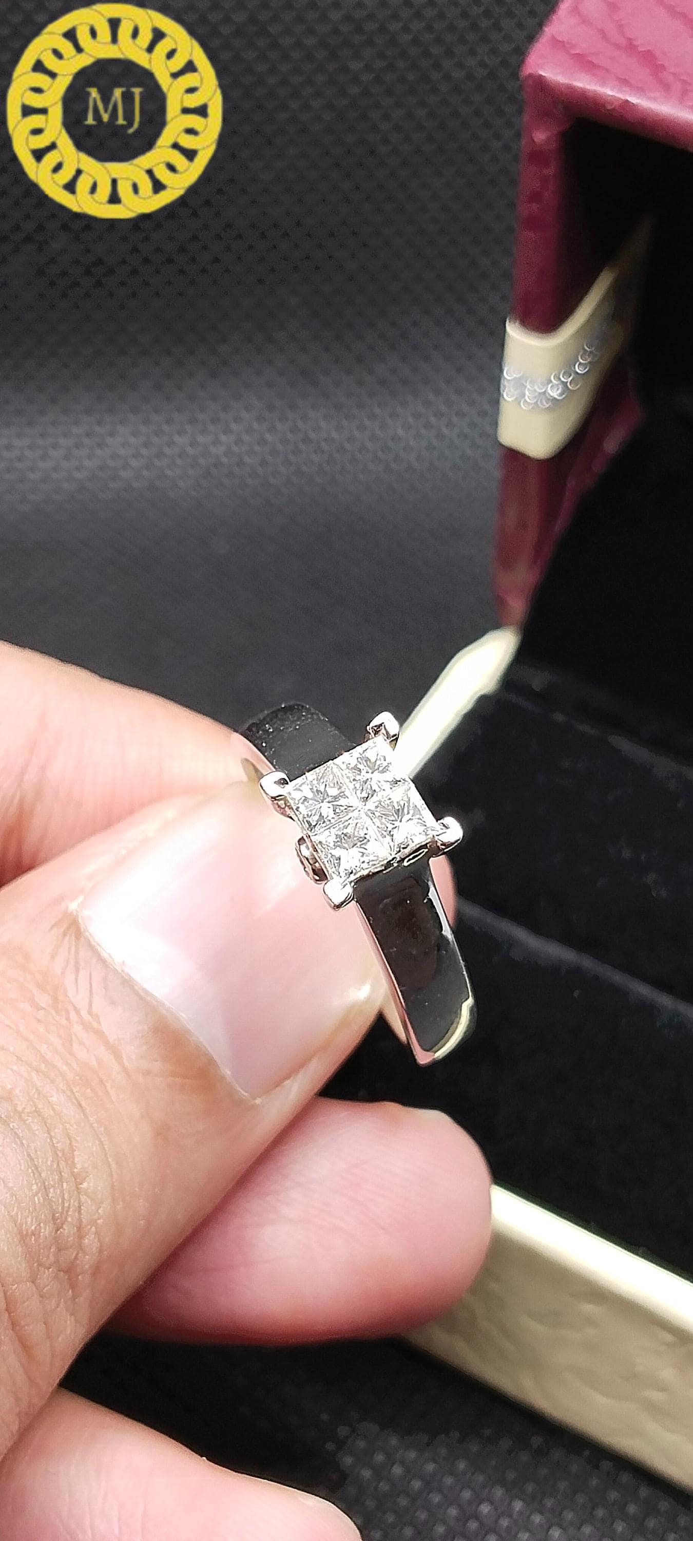 18 k white gold 4 stone princess cut diamond ring, Princess ring , Diamond engagement ring, solid gold ring, Diamond band, gift for her