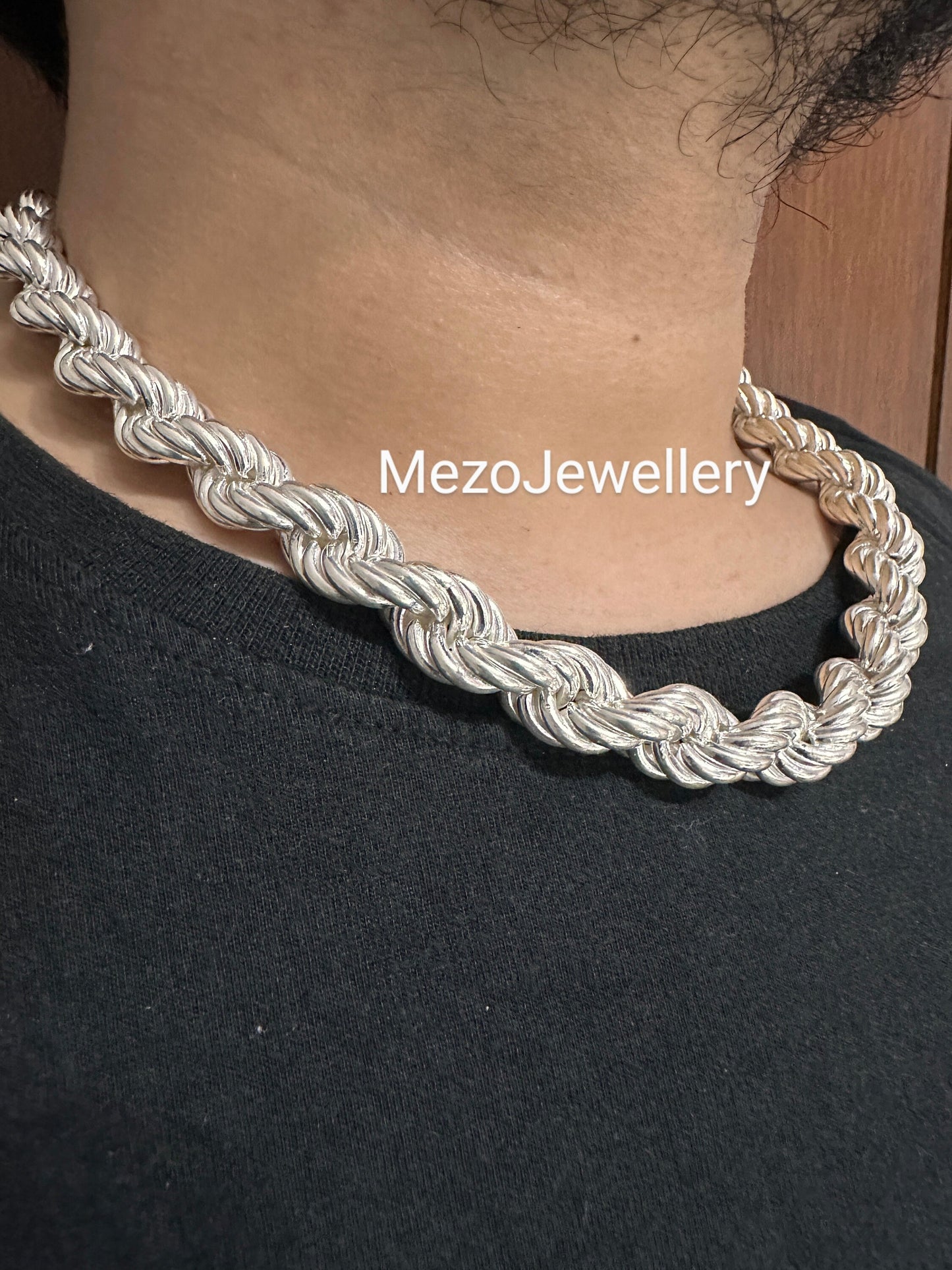 Men's 14 MM width Real Solid 925 Sterling Silver HEAVY SOLID Rope Chains 18" - 30", Rope Chain, Rope necklace, Hip hope chain, Rappers chain