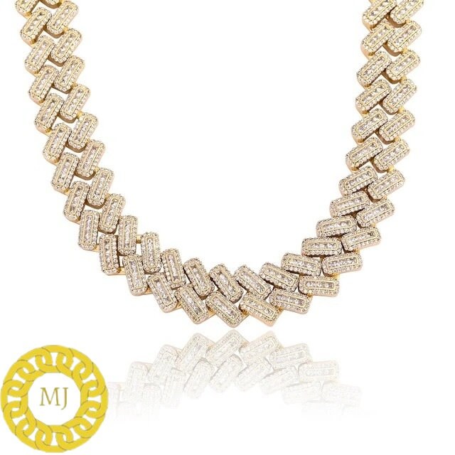Heavy Solid 925 Sterling Silver Men's VVS1 Moissanite Baguette Studded Cuban Chain,Icedout Rapper chains,20mm wide, Quality Box Clasp